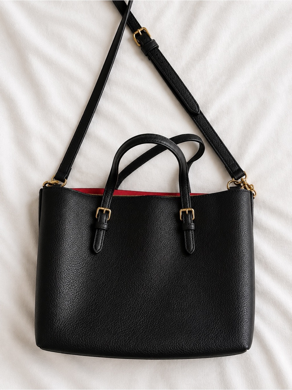 Coach Black Pebbled Leather Tote with Gold Hardware - Picture 2 of 2